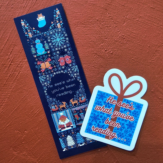 Santa Bookmark and Present Sticker Duo