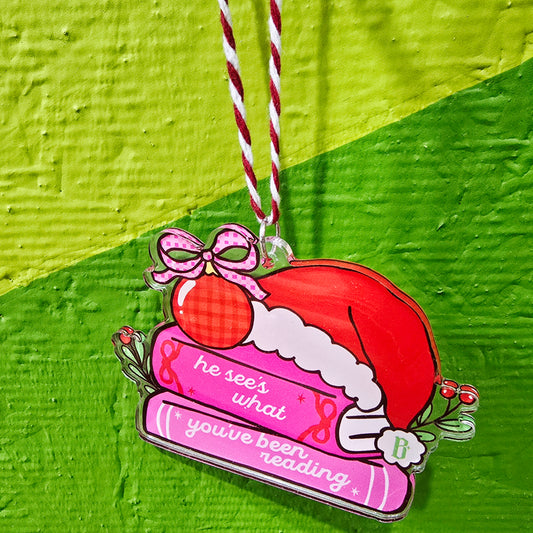 He See's What You've Been Reading Christmas Ornament