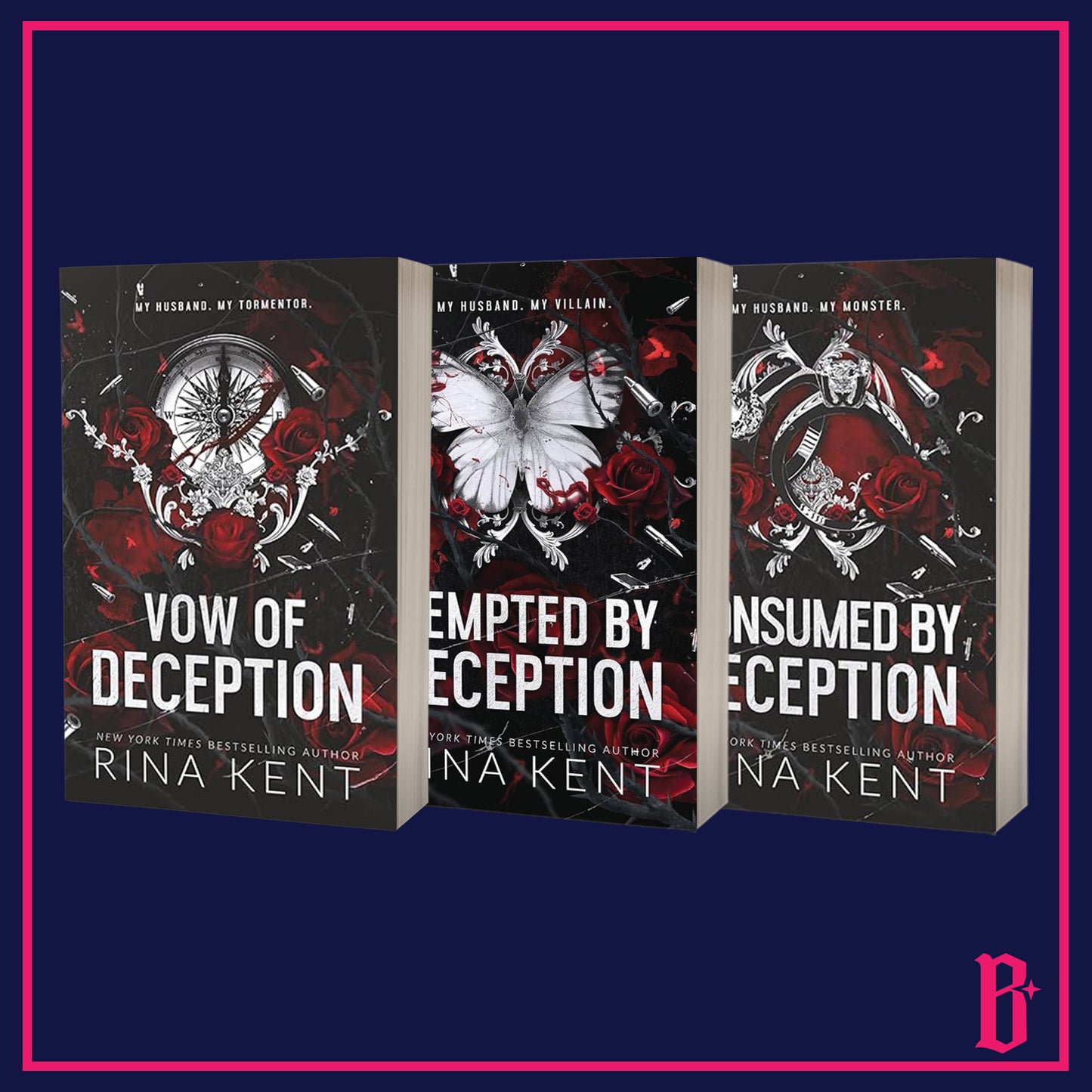 Deception Trilogy by Rina Kent (New Discreet Covers, Foiled Bookplate)
