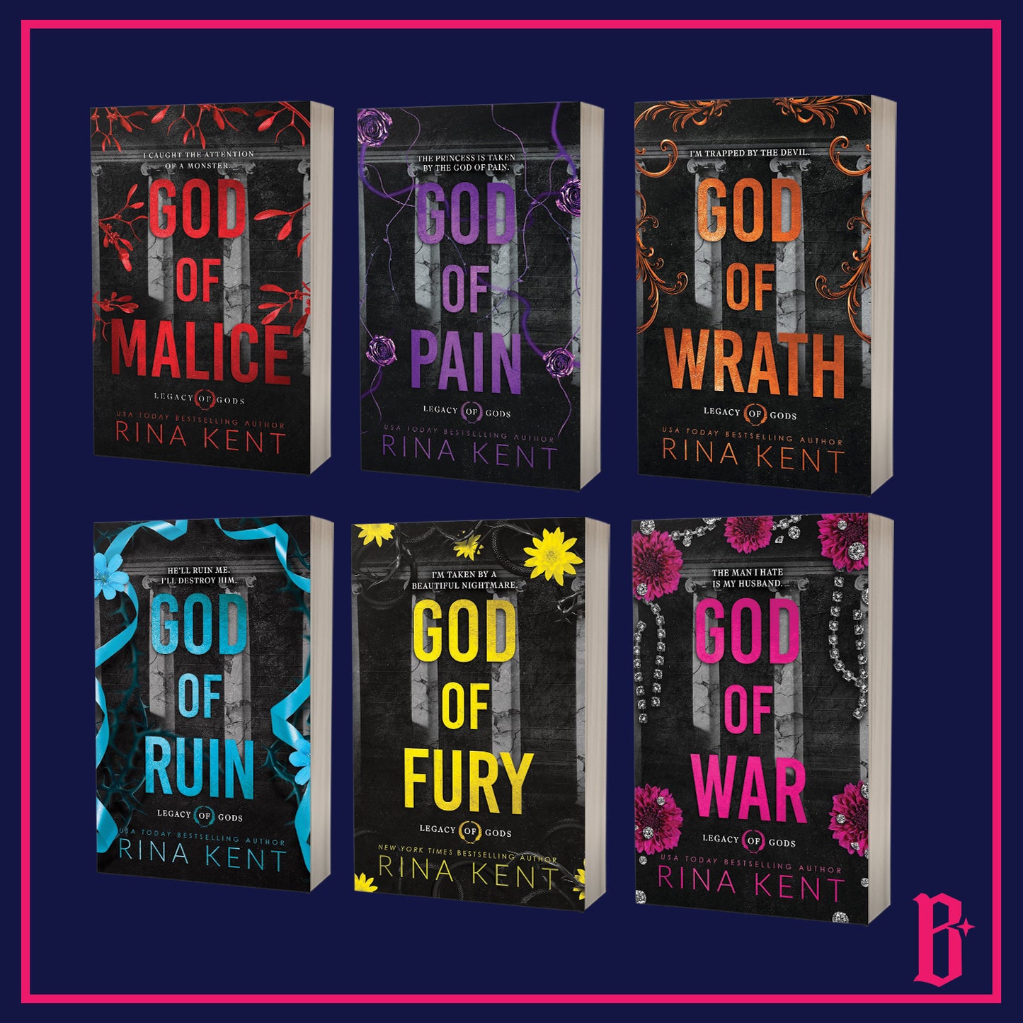 Legacy of Gods Series by Rina Kent (No edges, Foiled Bookplate)